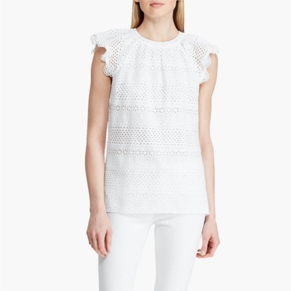 LAUREN RALPH LAUREN Wesisa Cotton Eyelet Top NWT